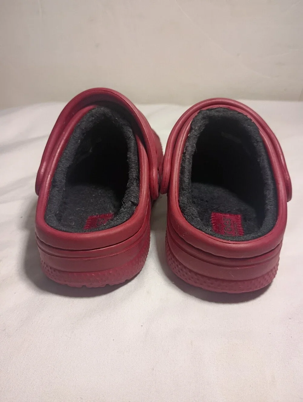 Crocs Kids Classic Lined Clogs Maroon Red Size C8/C9 Toddler Black Fleece Cozy